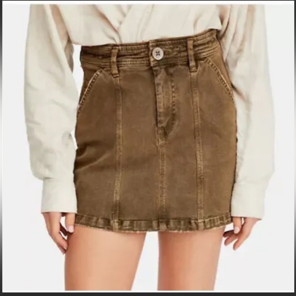 FREE People Lennox Seamed A Line Mini Skirt. Size 28. D4/A - Picture 1 of 8